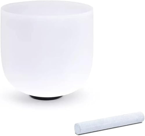 Crystal Singing Bowl for Sound Healing Meditation, 6-Inch Frosted Quartz with Suede Striker and O-ring