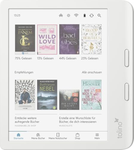 tolino Vision Color eReader 7″ Farb-Display (4.096 Farben) – 32 GB, IPX8 Wasserschutz, smartLight Beleuchtung, kompatibel mit tolino Stylus, Weiß