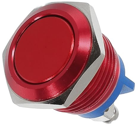 ibasenice Interruttore a Pulsante Metallico 16Mm Momentaneo Autoripristinante Vite per Controllo Sicurezza Veicoli Auto Camion Barca Componente Elettrico Industriale Piccolo