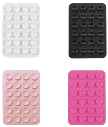 PngaZki 4-teiliges Silikon-Saugnapf-Handyhüllenhalterung,Selbstklebende Handyhülle für die Wand, Spiegel, Dusch-Handyhalterung, Tiktok-Videos und Selfies (weiß, schwarz, rosa, Hellrosa)