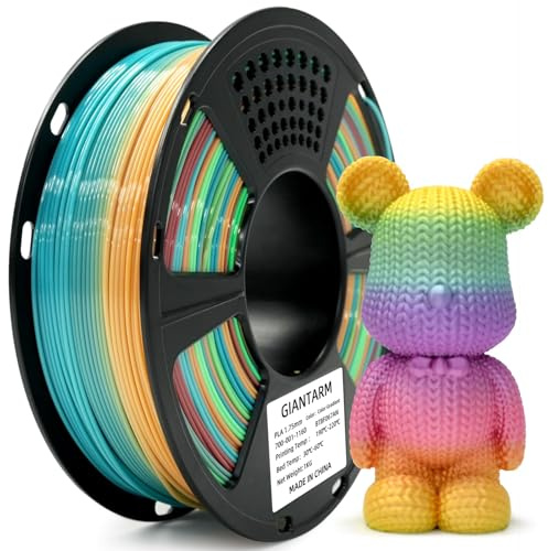 GIANTARM PLA Filament 1,75mm 1kg Spool Rainbow Gradient | Einfach zu drucken, verstopft nicht, ordentlich aufgespulnt, Maßgenauigkeit ±0,02 mm, passend für alle FDM 3D-Drucker