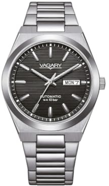 Citizen Vagary by Orologio Uomo Automatico G.Matic 101 IX3-611-51 | Cassa in Acciaio 38mm | Quadrante Nero a Righe con Day-Date | Meccanica a Vista | Subacqueo 10 ATM