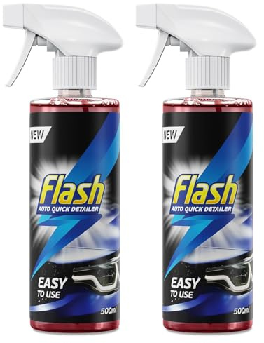 Flash Car Care Quick Detailer Spray 2 x 500ml, Fast Car Detailing Spray for Instant Shine & Gloss, Easy Wipe Car Cleaning Formula
