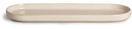 Möve Aura Tablett 35 x 12 x 2 cm aus Keramik, Creme