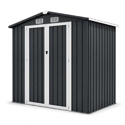 Caseta de Almacenamiento Metálica para Jardín, con Puerta de Apertura Exterior, Estructura Robusta y Espacio Amplio (202 x 112 x 190 cm)