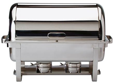 APS 12300 Chafing Dish MAESTRO, mit Rolltopdeckel, 2 Brennpastenbehälter, Vorrichtung für Heizelement, Speisebehälter GN 1/1 (65 mm tief), 9 Liter, 67 x 35 x 45 m, Edelstahl