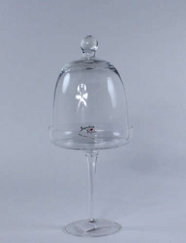 Sandra Rich Glasplatte auf Fuß mit Glocke Haube Cover H. 30cm D. 12cm rund