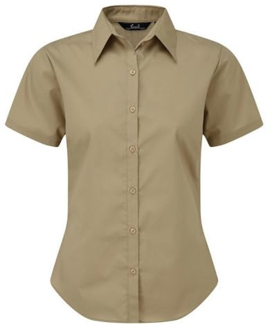 Premier Short Sleeve Poplin Blouse/Plain Work Shirt (10) (Khaki)