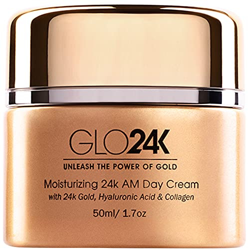 GLO24K Feuchtigkeitsspendende Tagescreme mit 24 Karat Gold, Antialterung mit Vitaminen, HyaluronsŠure, Kollagen