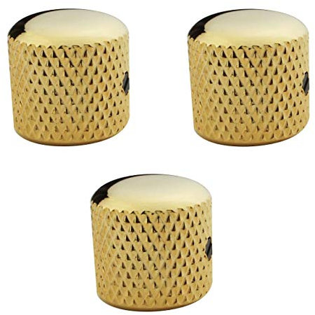 Guyker 3Pcs Guitar Control Knobs with 6mm (0.24) Dia. Shaft Pots with Adjust Wrench - Copper Dome Tuning Potentiometer Knob with Hole Replacement for Electric Guitar or Precision Bass (Golden)