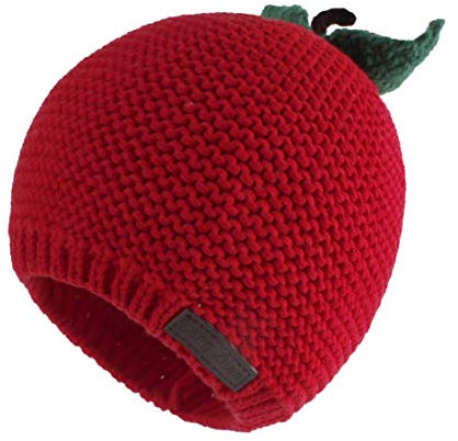 LANGZHEN Kleinkind Jungen Mädchen Winter Hut Strickmütze Mütze für Herbst Kinder Baby Cut Warme Kappe (Red Apple, 50-52CM)