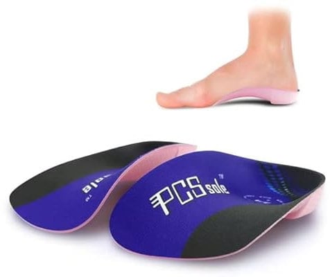 Pcssole's 3/4 Orthotics Shoe Insoles High Arch Supports Shoe Insoles for Plantar Fasciitis, Flat Feet, Over-Pronation, Relief Heel Spur Pain, Blue, S:UK-W(3.5-5)