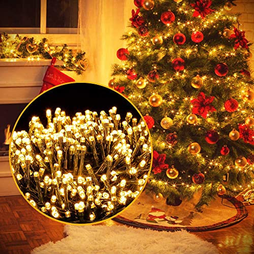 Ulinek 50M 2000LED Lichterkette Weihnachtsbaum Strombetrieben Weihnachtsbeleuchtung außen warmweiß LED Lichterkette außen wasserdicht mit 8 Modi für Weihnachten Baum Haus Balkon Garten Hochzeit Party