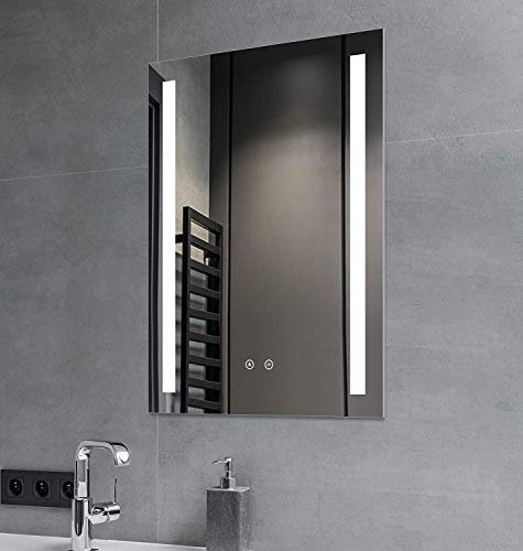 Sogoo SGSpiegel Badspiegel mit Antibeschlag Heizung und seitlicher LED Beleuchtung, Badezimmerspiegel 70x50cm, Lichtfarbe Weiß, Energieklasse A+