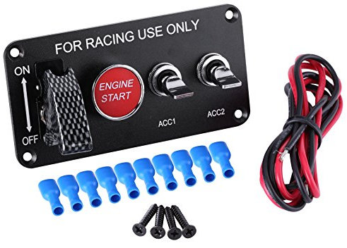 Pannello Interruttore di Accensione Push Button Racing 12 Volt 20 Amp - Pulsante Attiva/Disattiva 4 Gruppi