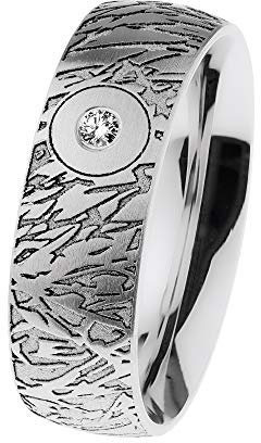 Ernstes Design Ring R676 Edelstahl graviert mattiert Brillant 0.035 ct. 6,5 mm W 48-71