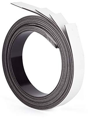 ewtshop® Set of 5 magnetic tapes in white, length 1 m, width 20 mm, magnetic strips, can be written on