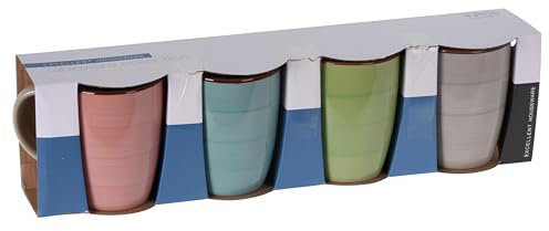 Self Import Agencies MUG FAIENCE 270ML, LOT DE 4 PCES - 4 ASS CLRS - DIA 7.8X10.3CM