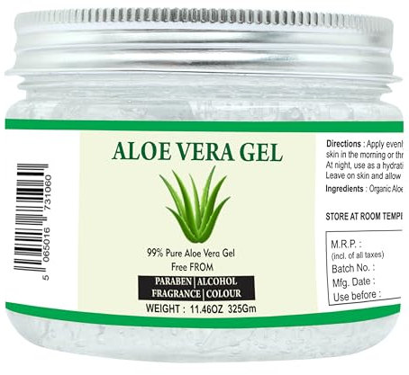 Raslok Aloe Vera Gel, 100 % reines und natürliches Aloe-Gel, spendet Haut und Haar, feuchtigkeitsspendend und beruhigend, nicht klebrig (325 g - 325 g)