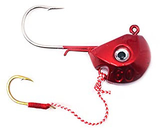 ANCLLO 2 Stück 60g Metall-Angelköder Jigs Salzwasser-Haar-Jigs Kopffischköder für gestreifte Bässe Walleye Snook Rockfish