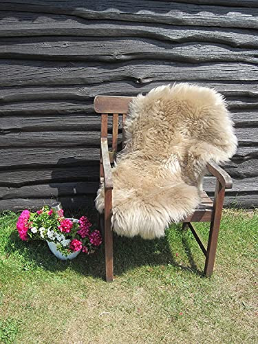 Felltrade Merino Schaffell Lammfell Fell echt gefärbt groß, Hellbraun, ökologische Gerbung (140-150 cm)