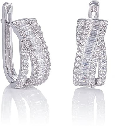 namana Creolen für Damen, 925 Sterling Silber Reifen-Ohrringe mit Cubic Zirkonia Edelsteinen, groß, Huggie-Ohrringe mit Geschenkbox