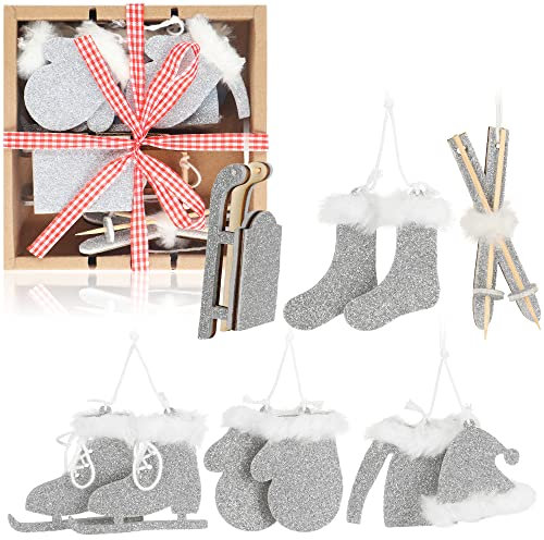 com-four® 20-teiliges Set Premium Weihnachts-Anhänger für den Weihnachtsbaum, winterliche Anhänger als Baumbehang, Weihnachtsschmuck oder Geschenk-Anhänger (silberfarben - 20 Stück)