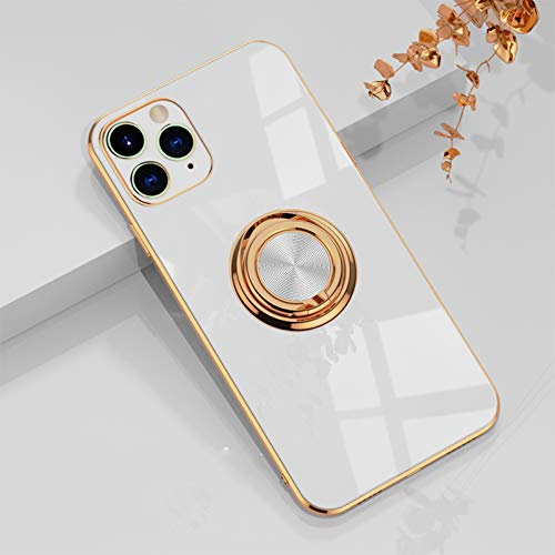 Jacyren Hülle kompatibel mit iPhone 13 Pro Max Handyhülle, iPhone 13 Pro Max Schutzhülle mit Ring Case Silikon Bumper Stoßfest Schale Ring Ständer Fingerhalter Magnetische Autohalterung Cover, Weiß