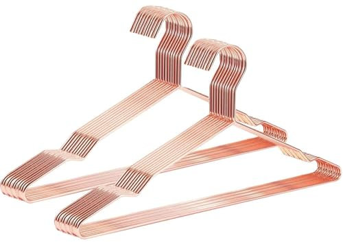 DARUITE Cintres Metal Cintre en Métal Ceintre Adulte Cintres Pantalons en Acier Inoxydable 42 cm Hangers Clothes Cintres en Fil Peu Encombrants pour Manteaux, Chemises, Pantalons (20 Pièces, Or Rose)