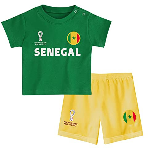 FIFA Ensemble t-Shirt et Short Officiel de la Coupe du Monde 2022 – Sénégal – Home Campagne, Vert, 12 Mois Mixte Enfant