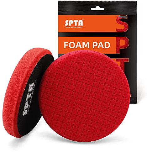 Rotes Polierpad, Polierschwamm, SPTA 1tlg 150mm Klett Polierpad Polierschwämme Polieraufsatz Wachs Schwämme Auto Polieren Pad Polierschaum für 150mm Exzenter Poliermaschine Schleifmaschine