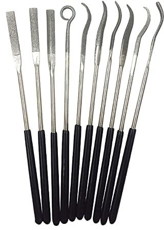 Juego de 10 piezas de limas de agujas de diamante, 3 x 180 mm, kit de archivos de metal de aguja, herramientas de molienda de agujas de diamante pequeñas para tallado de vidrio de madera de metal