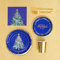 MAXI PRODUCTS - Kit 12 Personas - Decoración Navidad Azul Noche - Pack 66 uds - Temática Navideña - Vajillas Completas Navidad - Diseño Único