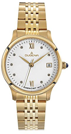 Dugena Damen-Armbanduhr 4461085 Florenz, Quarz, Edelstahl, Saphirglas, Drückerfaltschließe, 5 bar