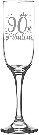 Always Looking Good 90th Birthday Gifts for Women 90 & Fabulous Engraved Champagne Flutes Present for 90 Year Old Ladies Champagne Glasses Laser Engraved Age Champagne Flute Glass