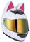 Full Face Motorradhelme mit Katze Ohren Adult Flip up Visiere Motocross Helm Vollvisierhelm Motorrad-Crash Helmet Leichtbau DOT/ECE Certified 13,M