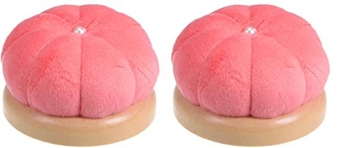 sourcing map 2Stk Holzern Basis Nadel Nadelkissen Japanischer Stil Nadelkissen Runde Pin Kissen Nadel Halterung für Nähen Quilten Nadelarbeit Wassermelone Rot