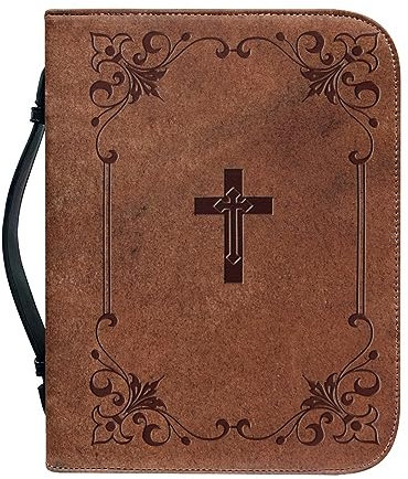Dajingkj Bibelhülle Damen Herren Bible Covers Mit Reißverschluss für Frauen Personalisierte Leder Bibelhülle XL Groß Bibeltasche Bibel Buchumschlag Tasche Bibel Buch Kirche Henkeltaschen