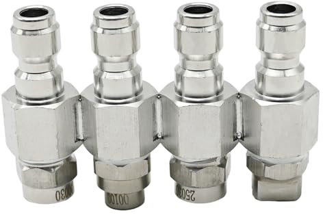 DUZFOREI JRod Pressure Washer Nozzle Kit, Stainless Steel Multi Port Valve, 4-in-1 Soft Wash Nozzle Kit with 4 Way Tip Holder, 1/4 Inch Quick Connect, 4000 PSI Max Operating Pressure