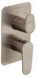 Ramon Soler - Grifo de Ducha Monomando Empotrado 3 Vías, Ahorro de Agua, Níquel Cepillado, Sistema S2, Serie Alexia, Ideal para Baño Moderno, Diseño Elegante y Funcional