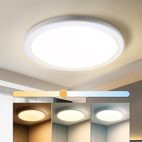 da LIGHT Led Deckenlampe Flach 18W 2000Lumen, Deckenleuchte Badezimmer 22CM IP54 Wasserdicht, Led Panel Rund 3000/4000/6000K 3CCT Einstellbar, Badlampe Decke für Küche Flur Wohnzimmer Schlafzimmer
