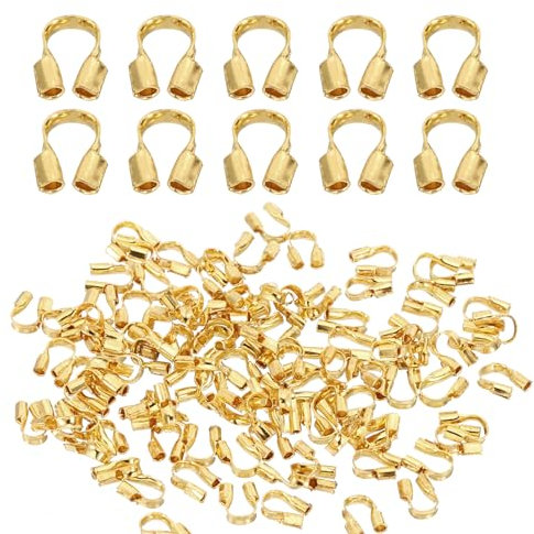 PATIKIL 0.7mm Hole Wire Guard Thread Protector, 100Pcs Alloy U Shape Loop for Jewelry Making Necklace Bracelet Earring DIY Crafts Accessories, Light Gold