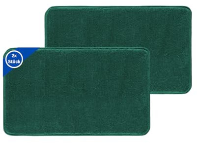 TA&MA Store Badezimmerteppich | Badezimmer Teppiche rutschfest waschbar – Hochwertige Badematte & Badteppich - Badematte als Set kombinierbar - Teppich Badezimmer Grün 2er 50x80 cm