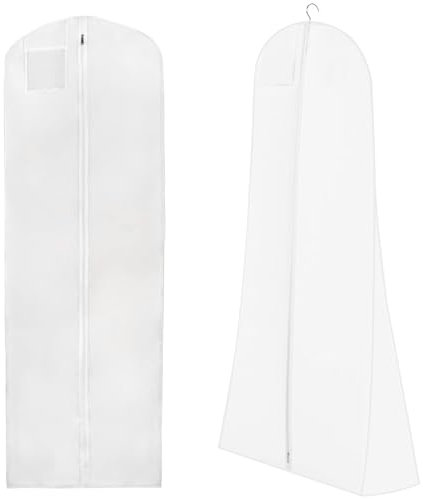 Borsa per abiti da sposa, lunga 180 cm, per abiti da sposa, abiti da sera, cappotti lunghi (bianco)