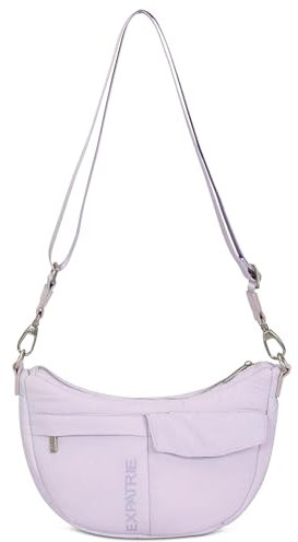 Expatrié Crossbody Bag Damen Lila - Vivy - Puffer Moon Bag - Umhängetasche im Halbmond Stil - Cross Body Handtasche mit Verstellbarem Gurt - Wasserabweisend