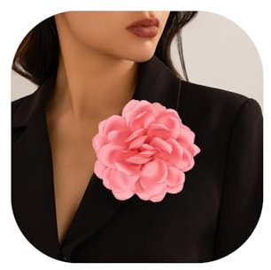 Broches en satin de rose en tissu – Accessoire floral fait main pour fête de mariage danse banquet cérémonie – Taille : 12 cm, large size, Tissu, Pas de gemme