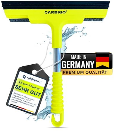 CARBIGO Scheibenabzieher Auto mit Schwamm & Gummilippe I Abzieher Auto, klare Sicht & Schmutz-Entfernung ohne Verkratzen I Fensterwischer und Fensterabzieher für Scheibenreinigung I Gummiabzieher Auto
