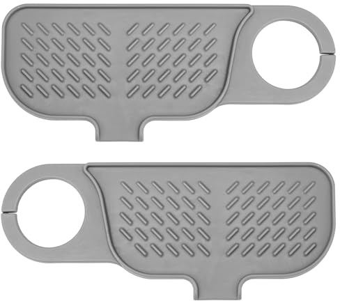 Hsthe Sea 2pcs Universal Faucet Sink Splash Guard Rotatable Silicone Faucet Splash Guard Sink Faucet Mat Splash Guard For Bathroom Kitchen Sink (Gray)
