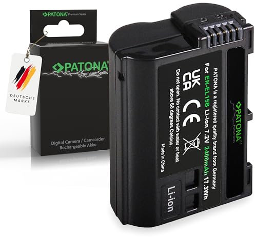 PATONA PREMIUM EN-EL15b Batteria 2400mAh compatibile con Nikon 1 V1 Z6 Z7 D7000 D7100 D7200 D7500 D600 D610 D750 D800 D800E D810 D850 ENEL15 EN EL15 impugnatura per fotocamera MB-D12 MB-D15 MB-D17