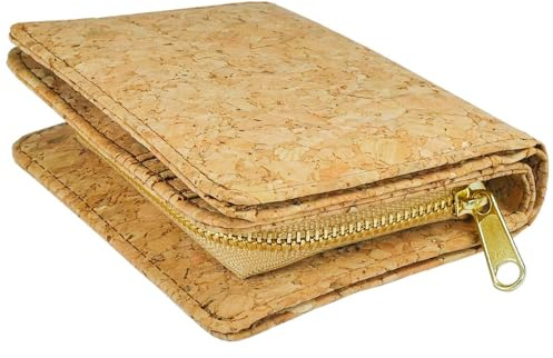 MarBello Vegan Klein Geldbeutel Geldbörse Portemonnaie aus Kork mit vielen Kreditkartenfächer für Damen und Girls